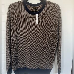 NWT Men’s Jcrew Cashmere Jacquard sweater navy and tan - small